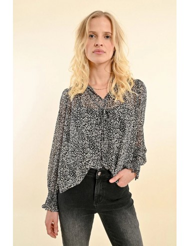 Black & White Printed Blouse pas chere