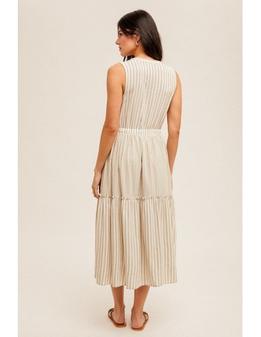 Striped Tie Waist Midi Dress En savoir plus